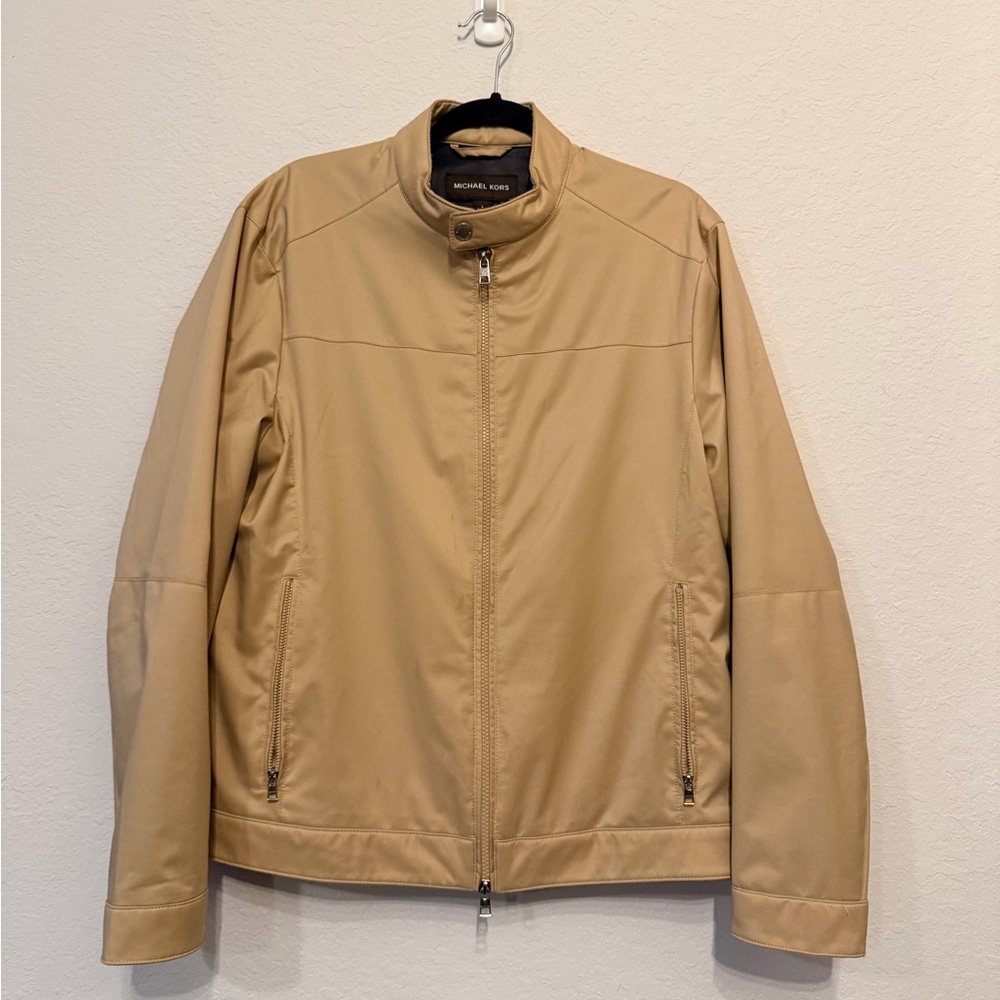 Michael Kors Men's Lightweight Tan Jacket with Zip Front